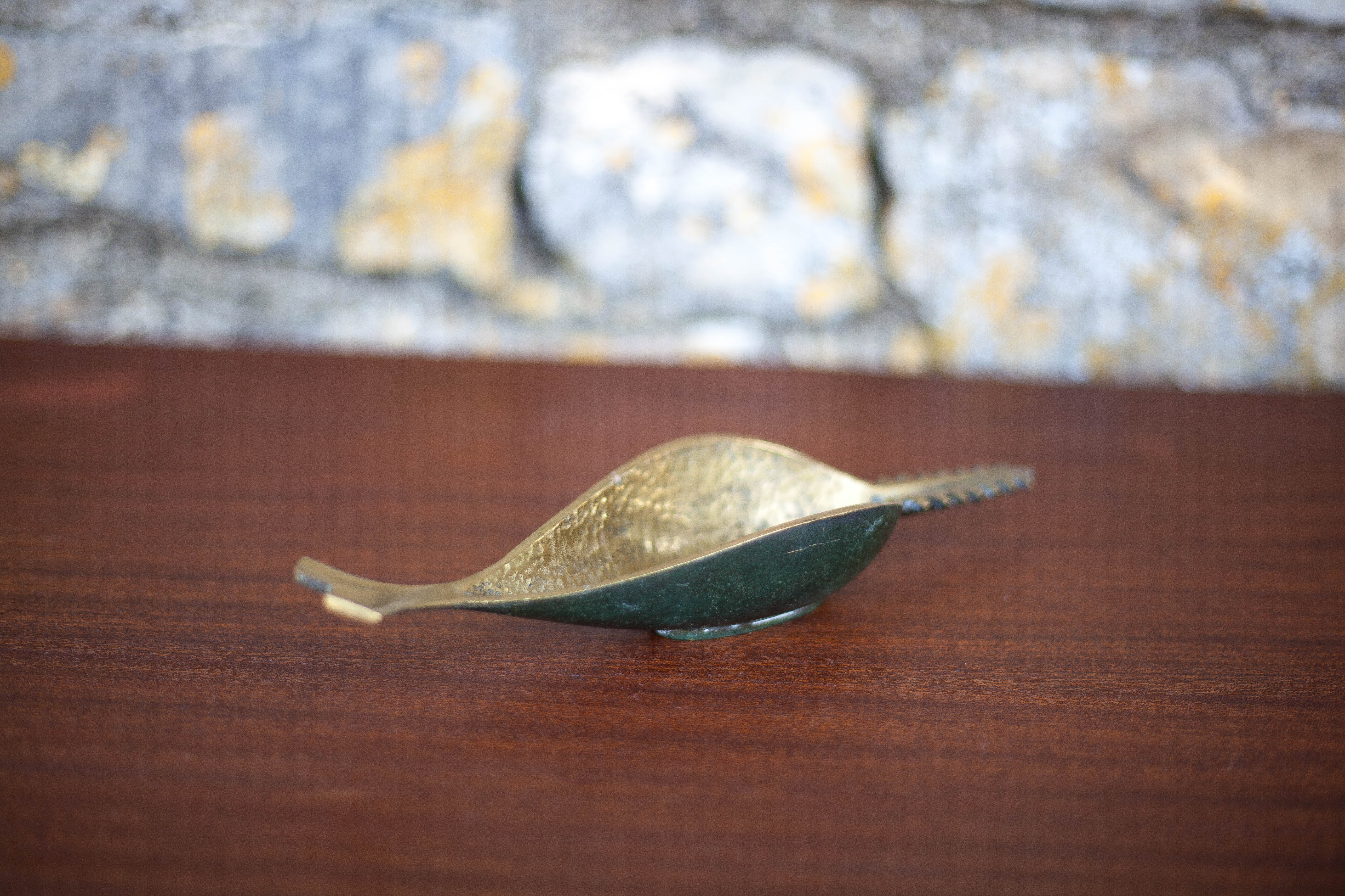 Brass ashtray, fish saw, modernist, decoration