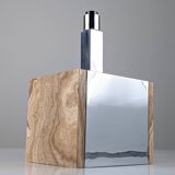Travertine Marble and Chrome Table Lamp, 1960s