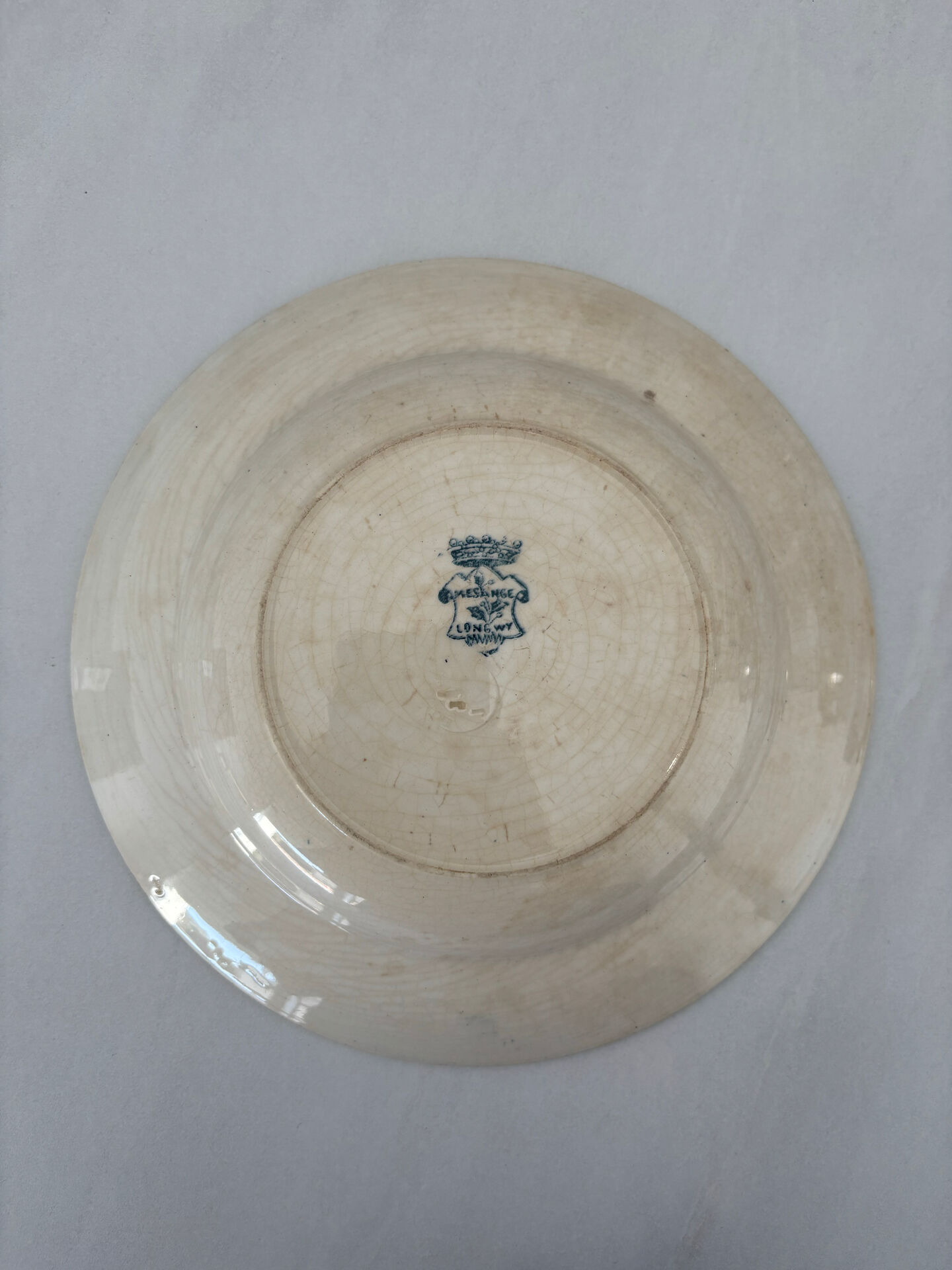 Assiette creuse longwy mesange terre de fer bleu - faïence ancienne fr