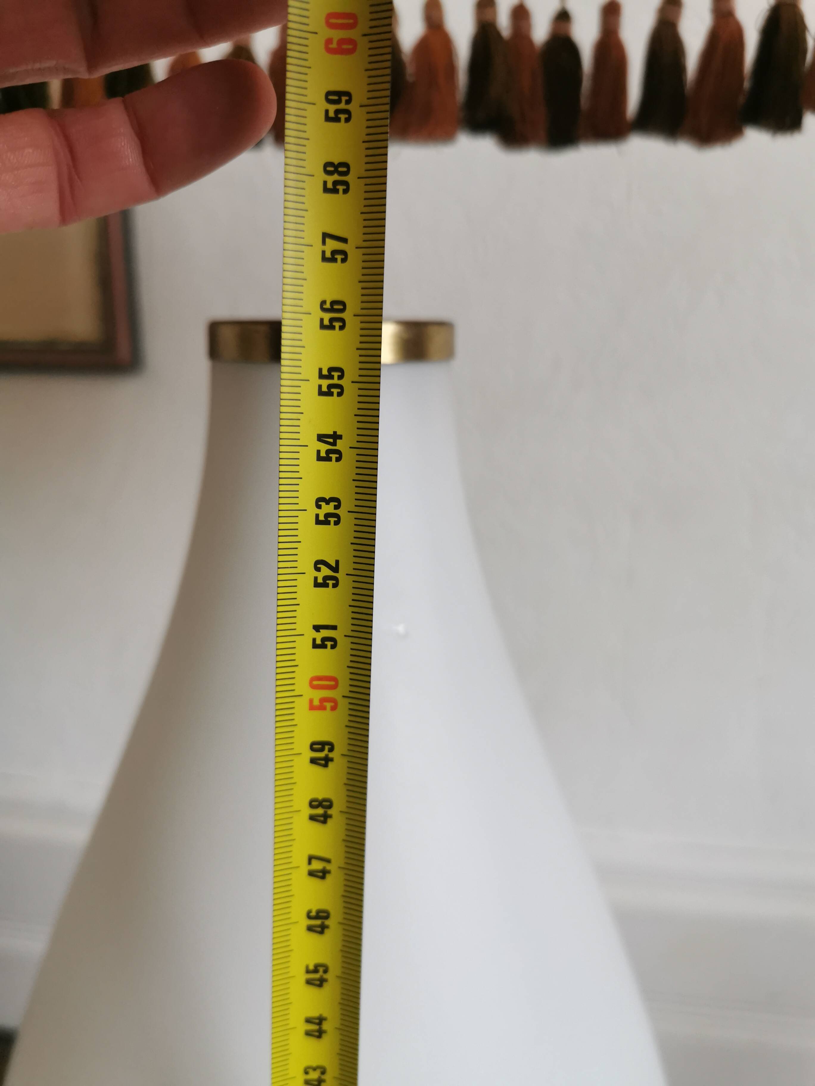 Large opaline and brass table lamp from the 60s