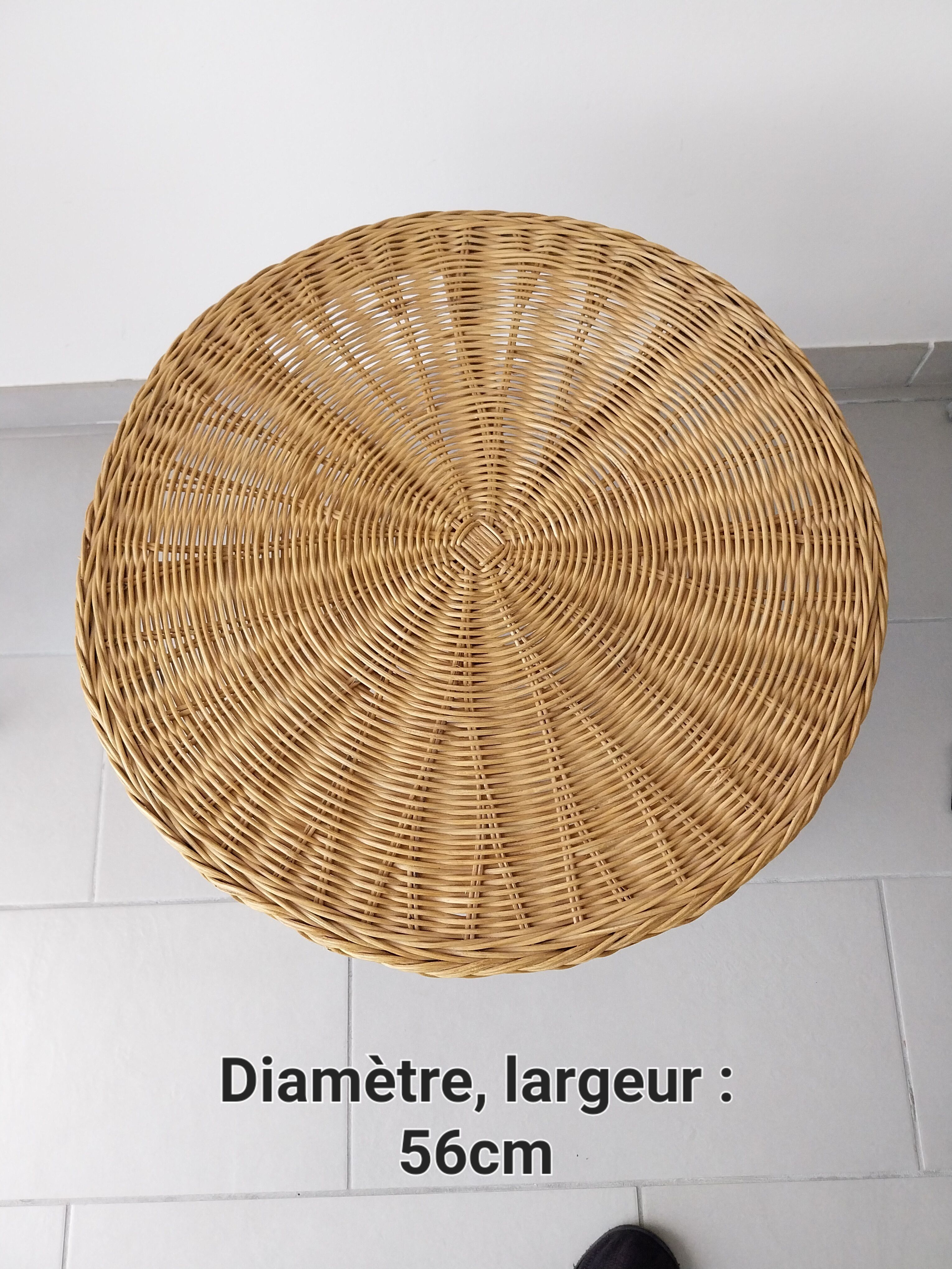 Rattan and bamboo side table