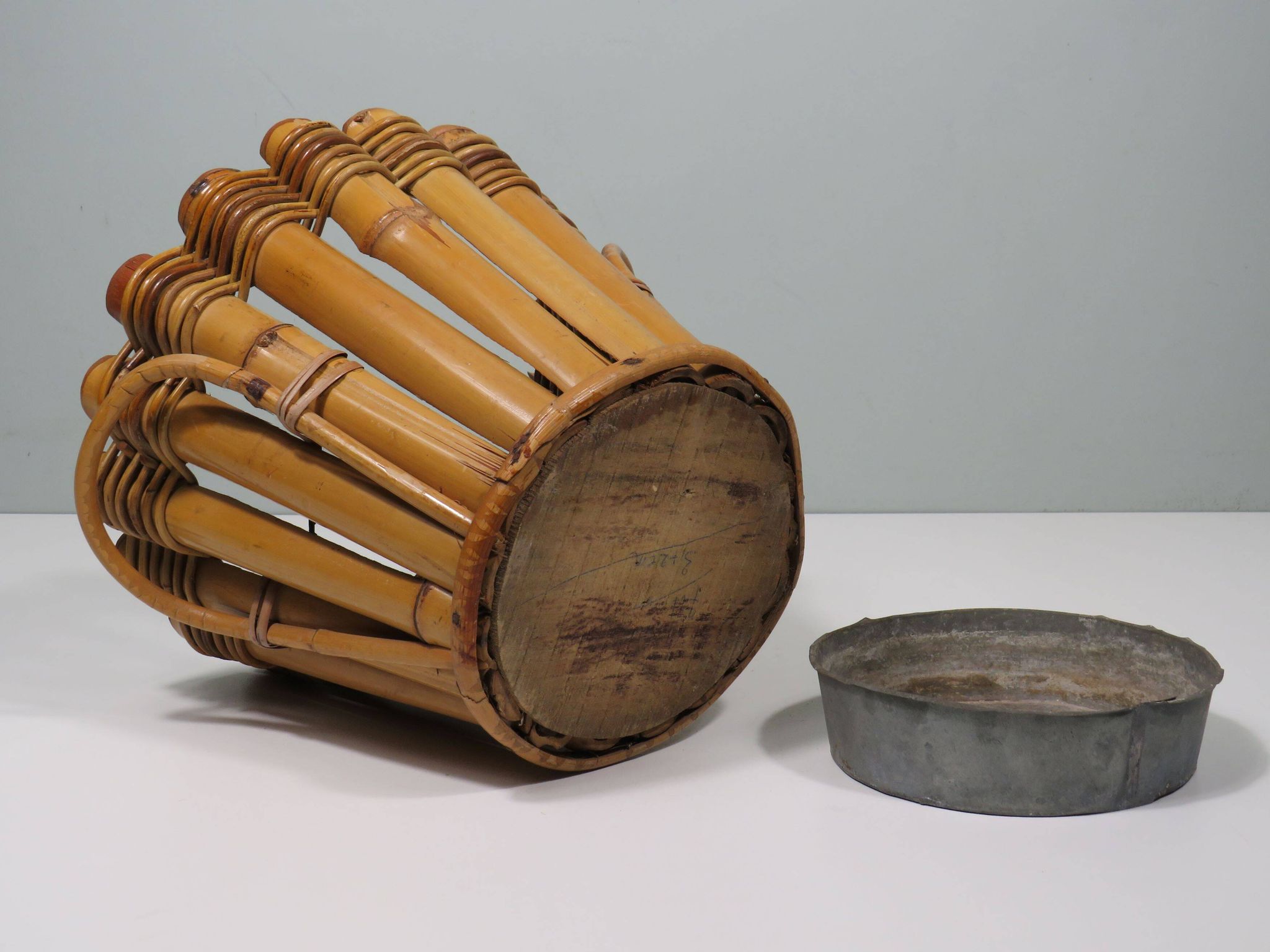Bamboo cache pot/jardinère French 1950-1960