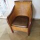 Fauteuil Style Colonial-Rotin tressé-Vintage-coussin simili cuir