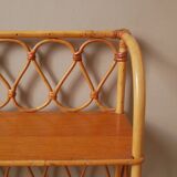 Vintage bamboo wicker rattan shelf unit with Scandinavian country style design for children
