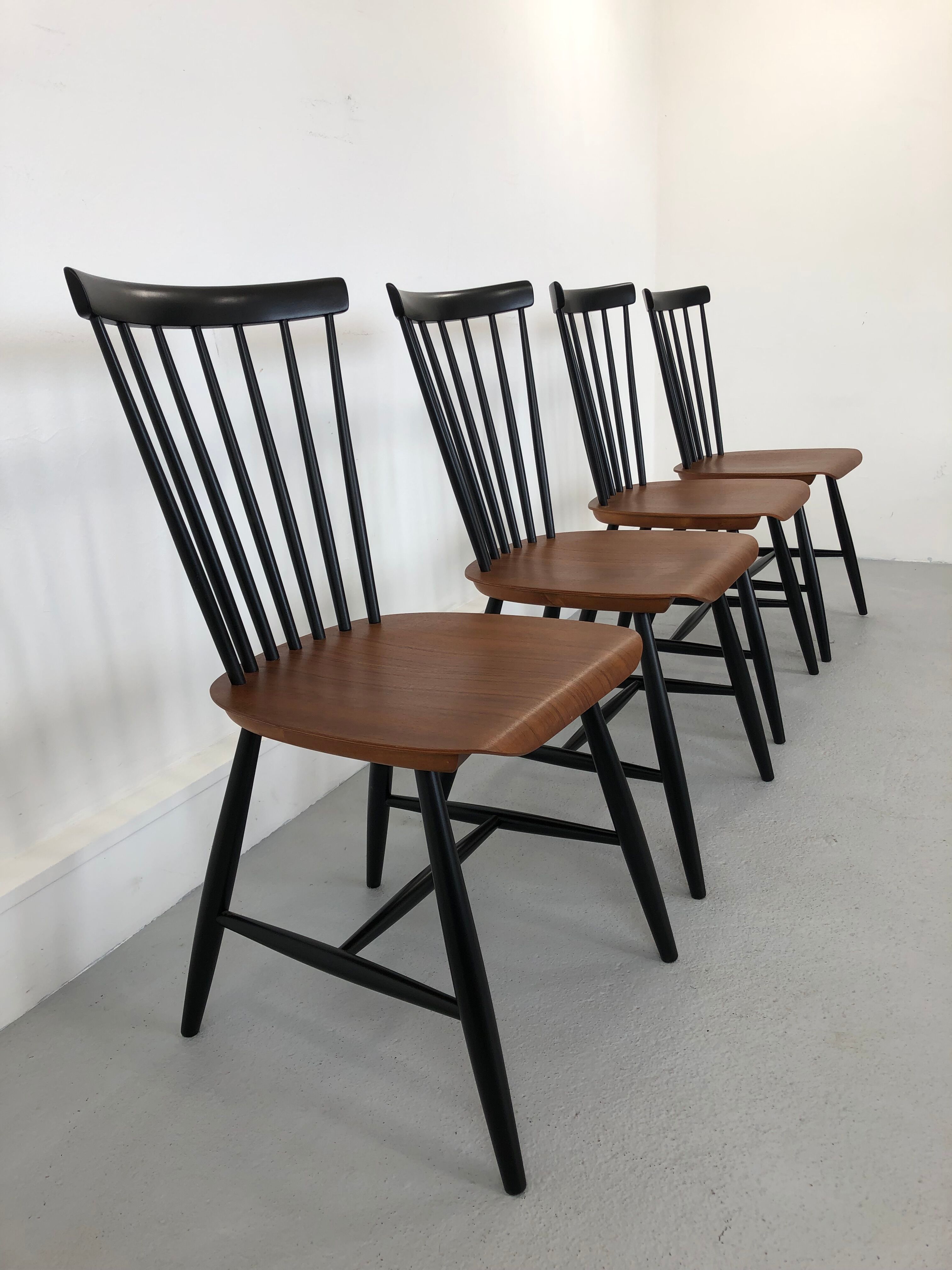 Swedish Teak Chairs by S. E. Fryklund for Hagafors, 1960s, Set of 4
