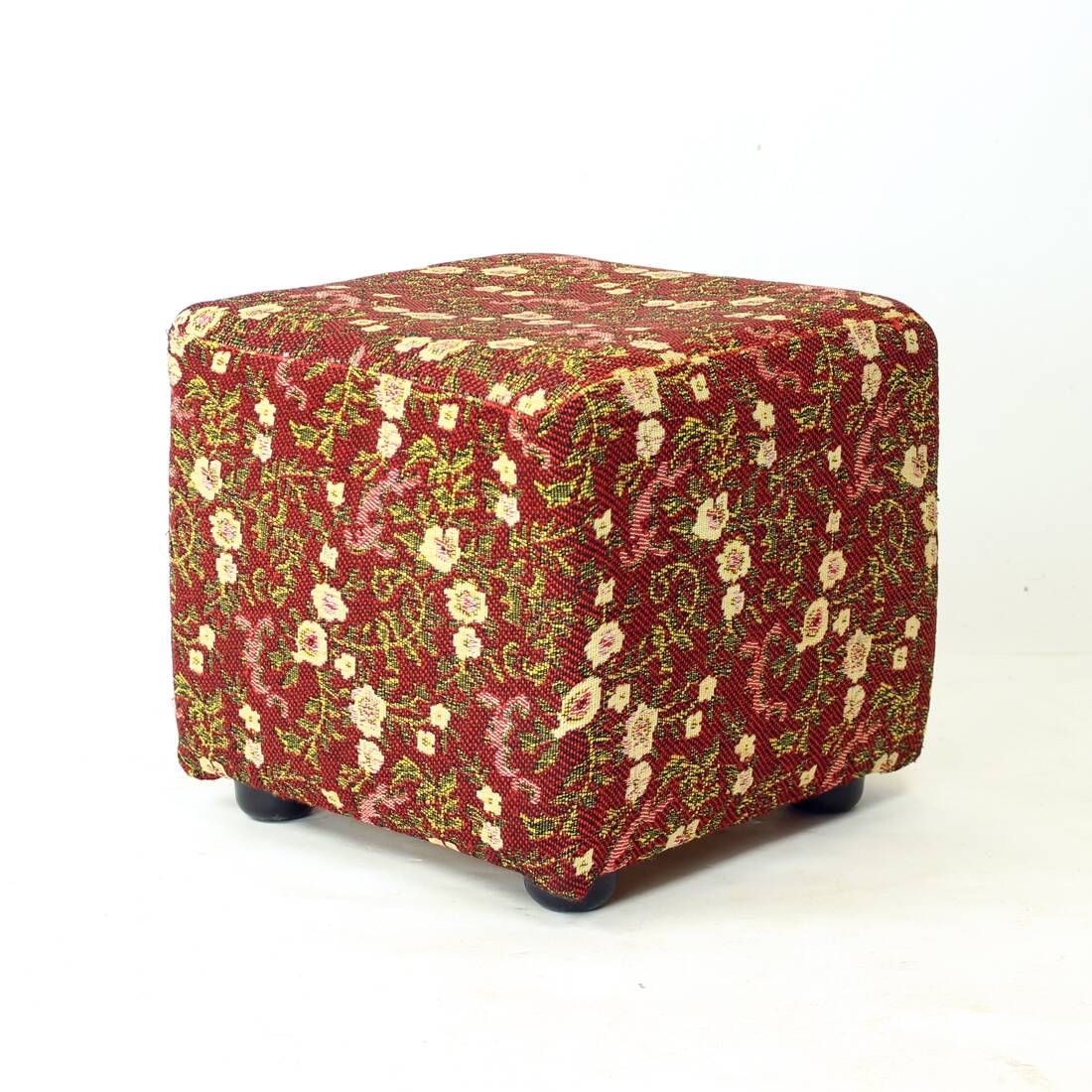 Petit tabouret vintage en tissu, Tchécoslovaquie 1960