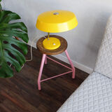 East germany vintage yellow table lamp by veb narva leuchtenbau, 1960s