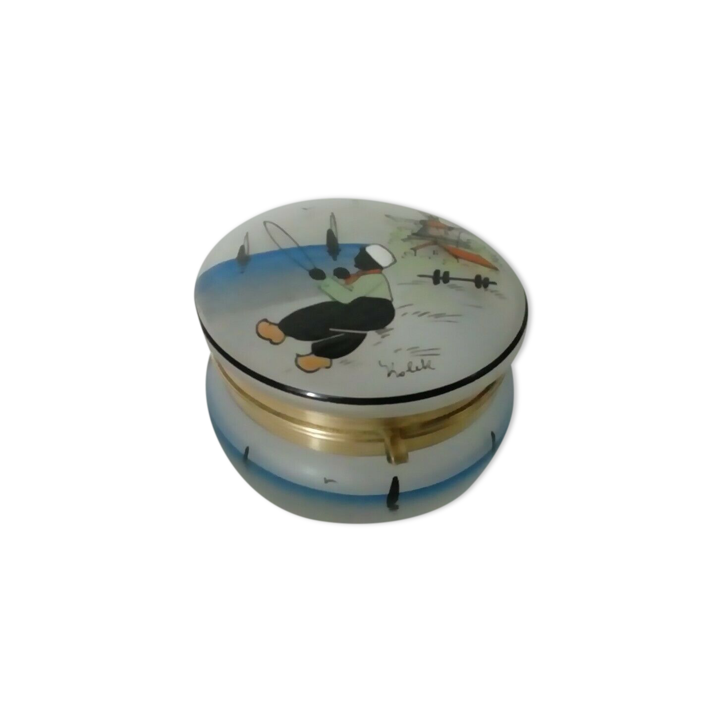 Glass box emailthe candy box with powder art nouveau signee kolek