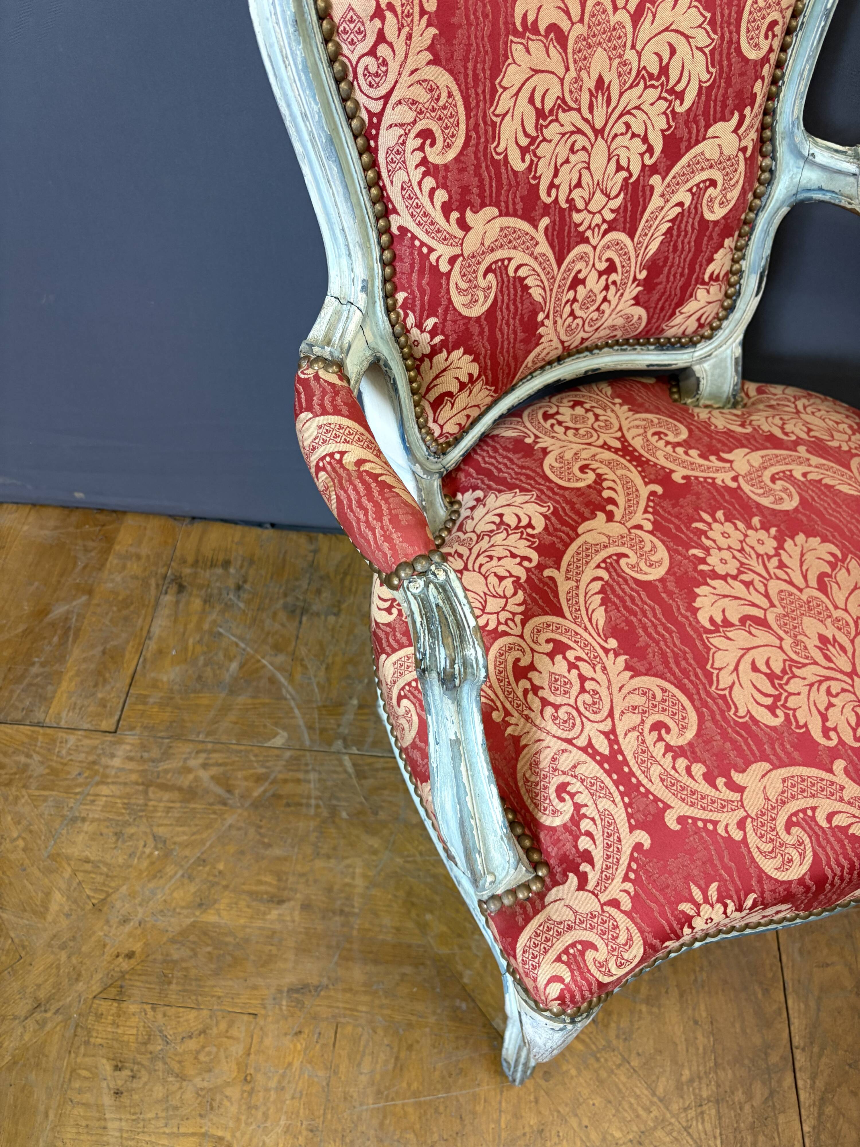 Paire de Cabriolets de Style Louis XV en Hêtre polychrome