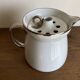 XXL modernist flowerpot pitcher vase in platinum and white porcelain