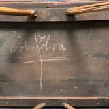 Bamboo side table with mirror top from France, 1940s
