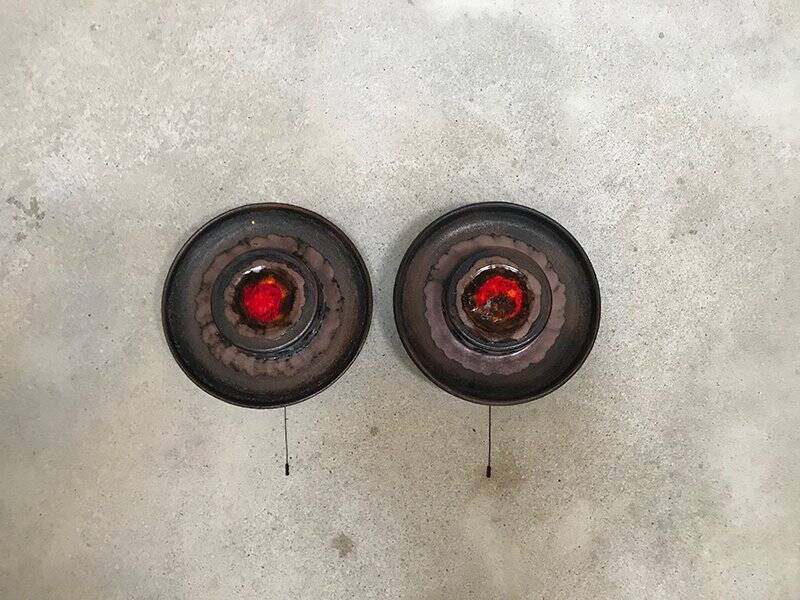 Modernist Scandinavian ceramic art wall lights or sconces, 1960s, set of 2