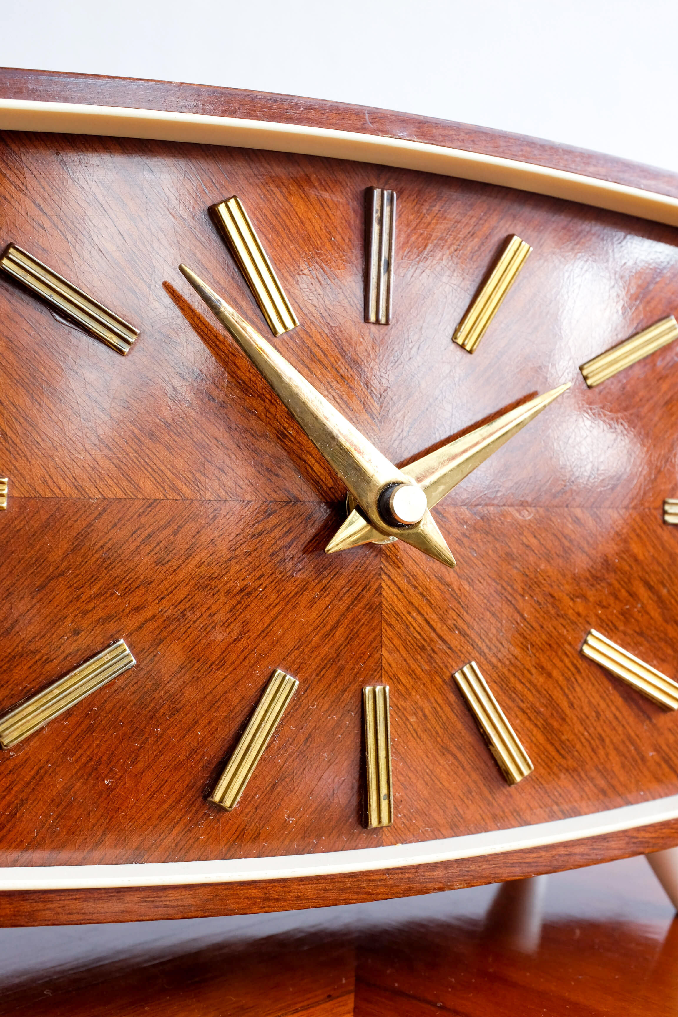 Vintage wooden weimar table clock made by germany, 1960s