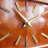 Vintage wooden weimar table clock made by germany, 1960s
