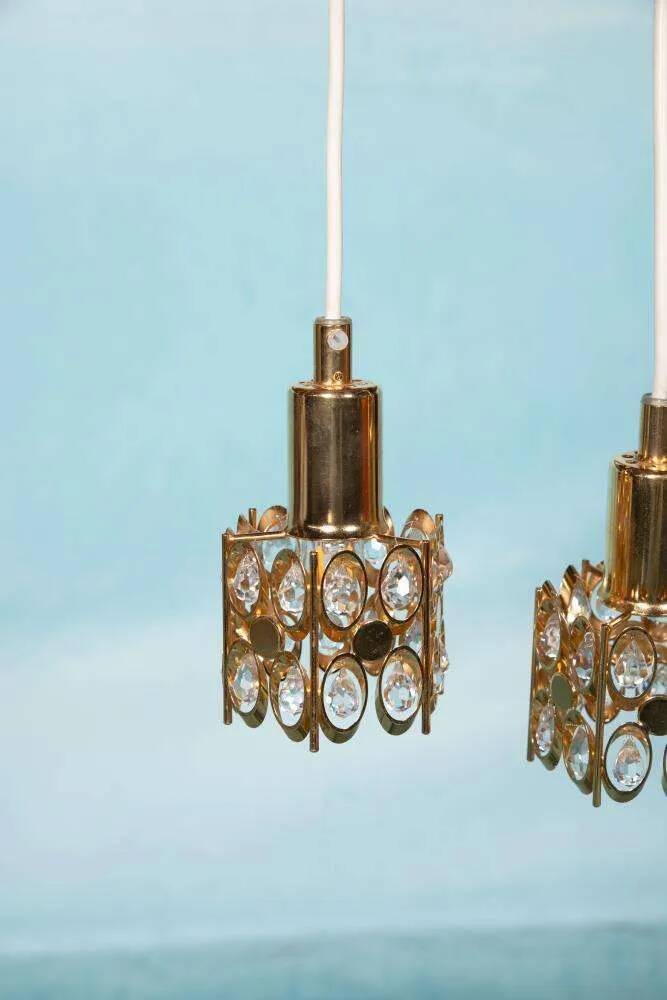 Vintage Palwa suspensions in brass & crystal