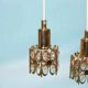 Suspensions Vintage Palwa en laiton & cristal