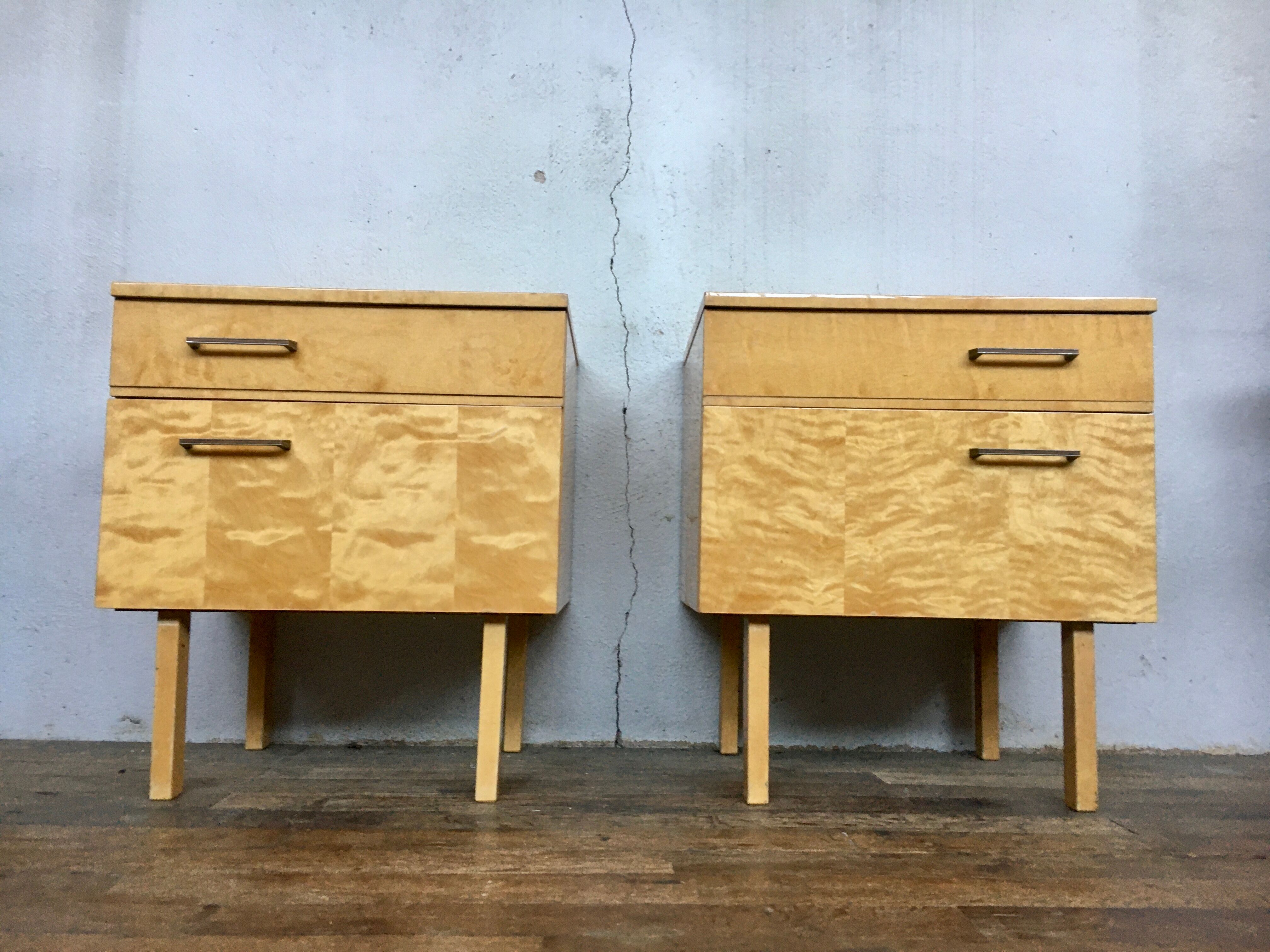 Paire de tables de nuit chevet bout de canapé pieds fuseaux 50/60