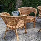 Set of 4 rattan armchairs