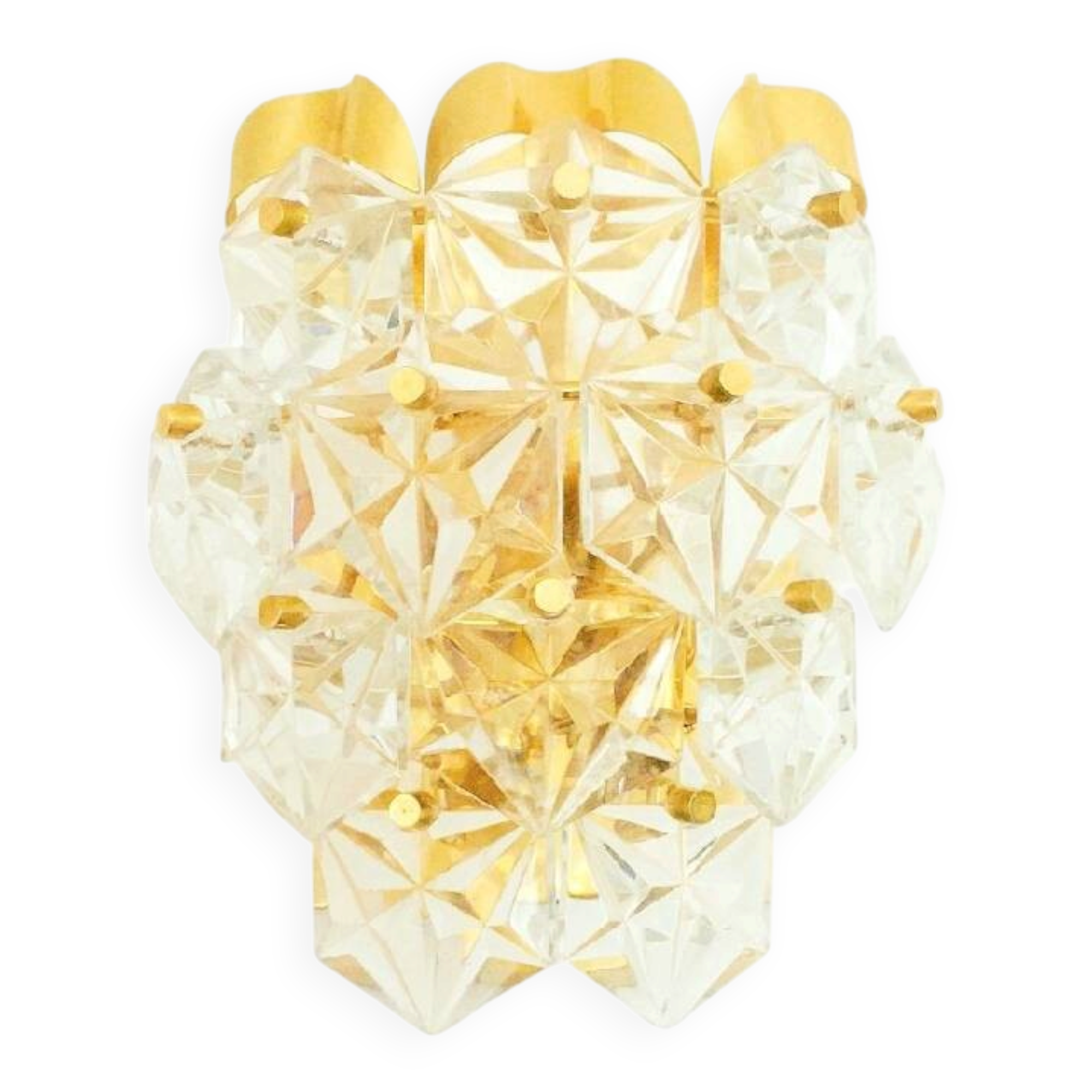 Faceted Crystal Glass & Brass Wall Light from Kinkeldey, Germany, 1970s