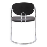 Effezeta chair, tubular chrome structure and black faux leather, made in Italy.
