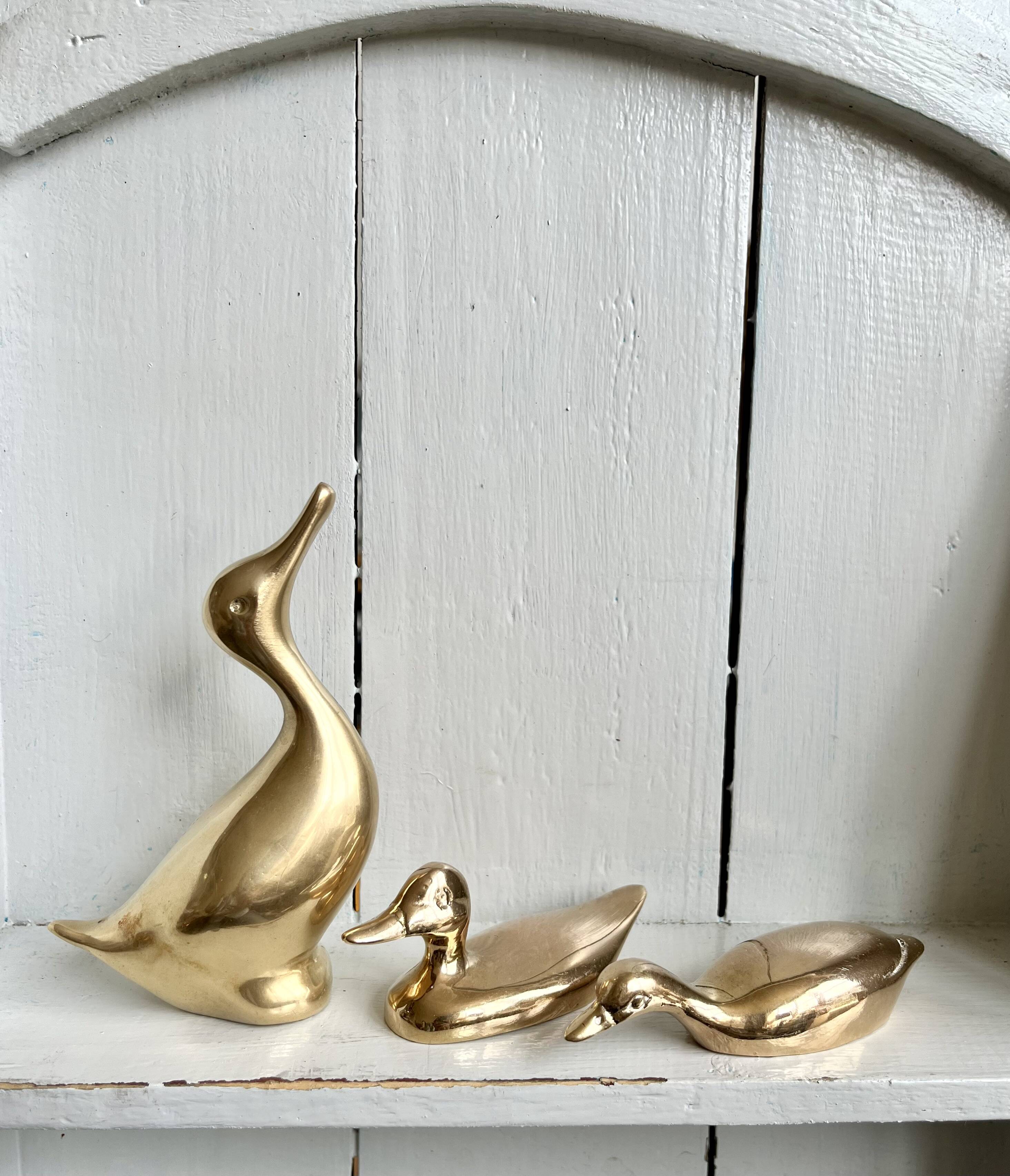 Three ducks or trio in solid brass
