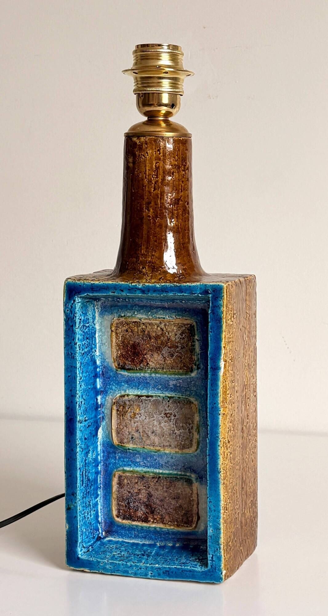 Aldo Londi for Bitossi Chamotte Ceramic Table Lamp, Italy, 1960s