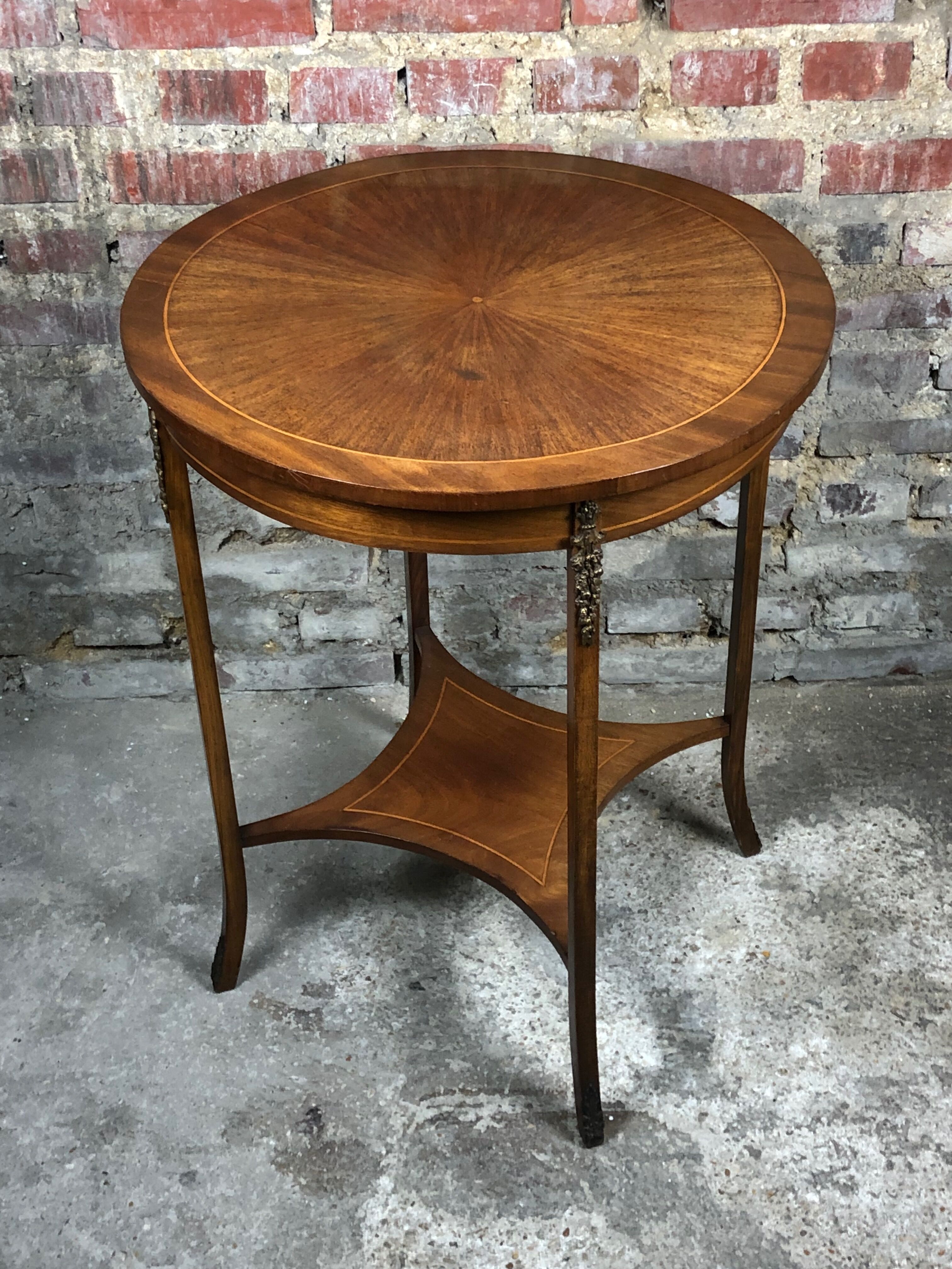 Louis XVI style side table in rosewood veneer decorated bronze