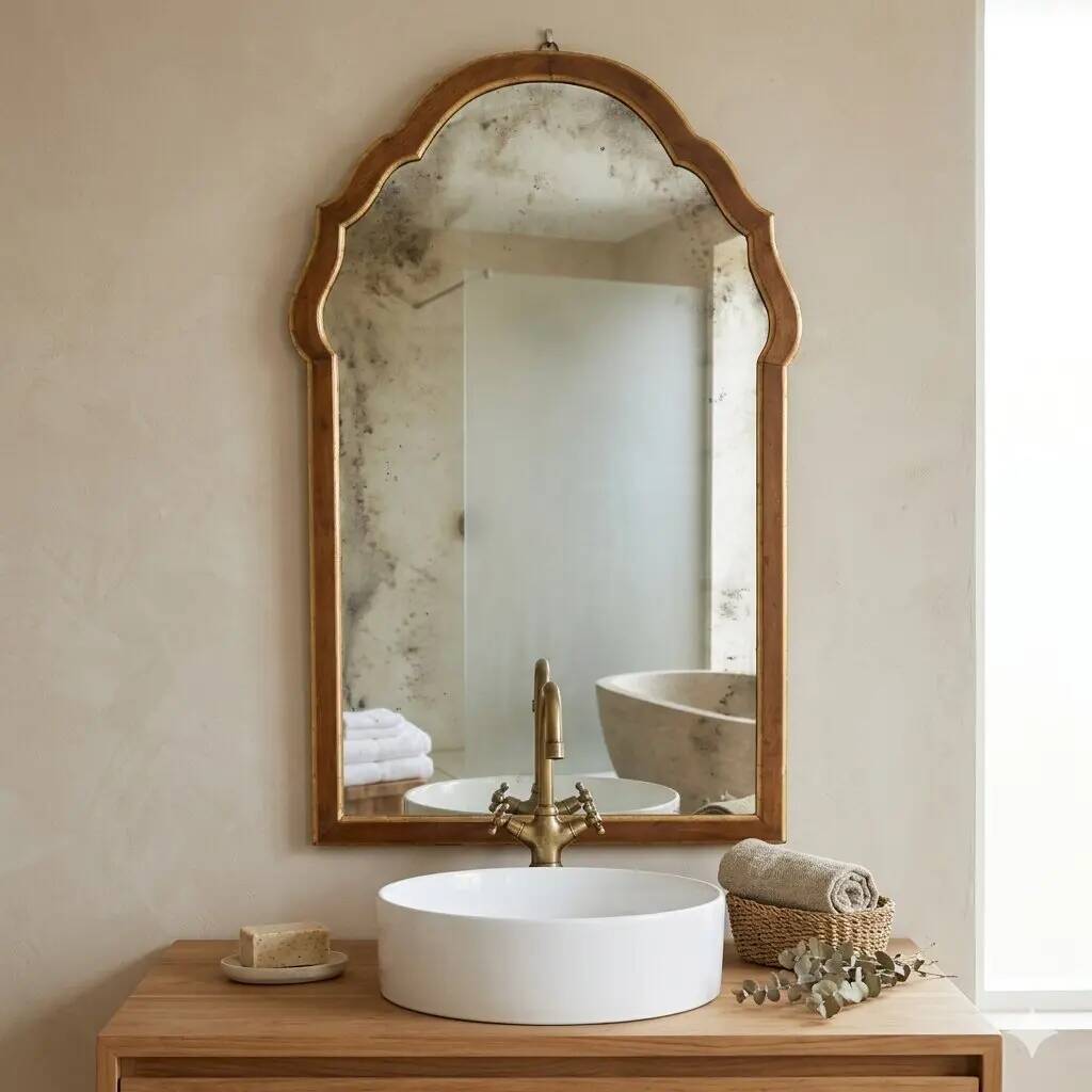 Antique walnut mirror with mercury glass, Italy, 19th century