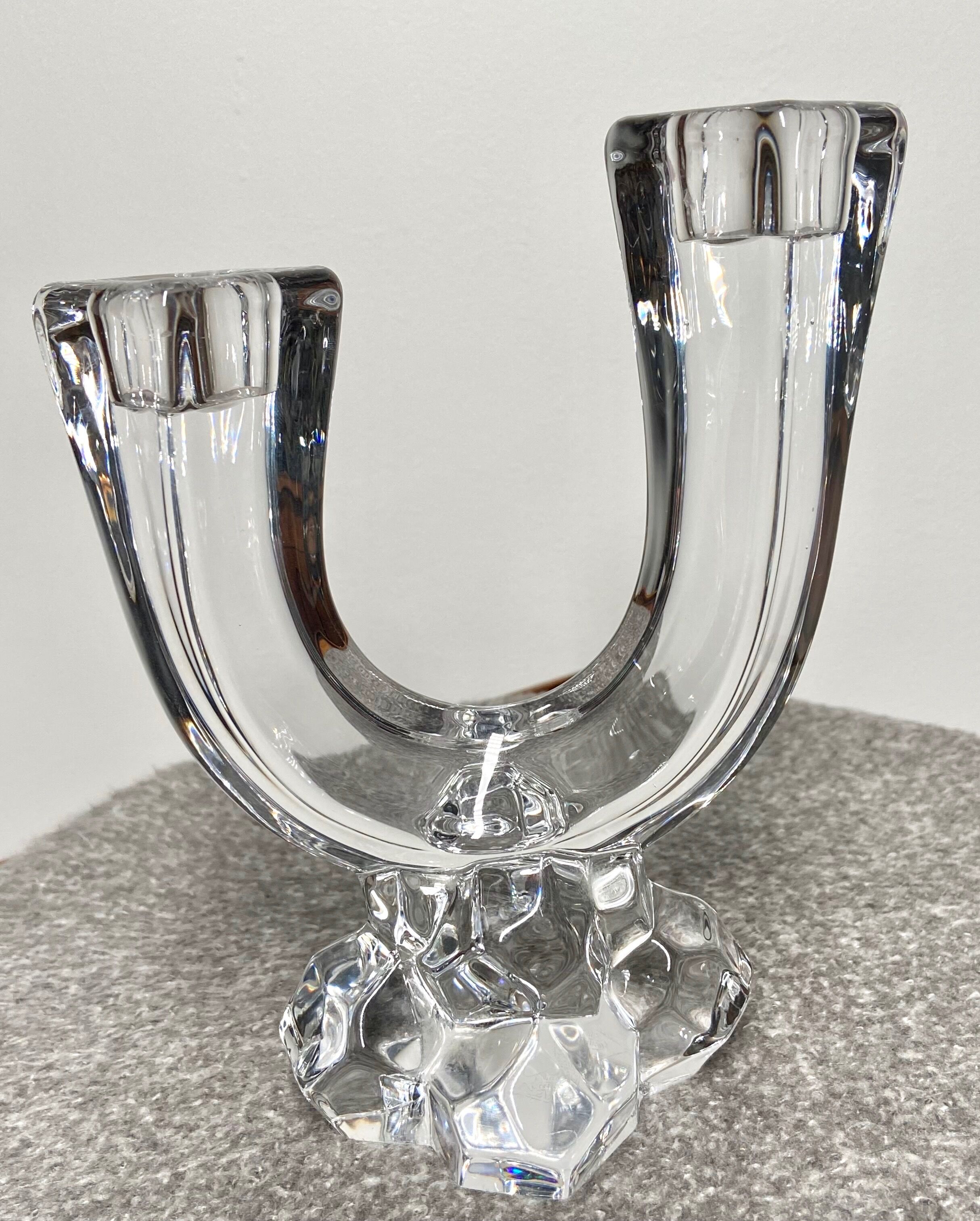 Pair of art deco crystal chandeliers, Cristallerie Vannes Le Chatel