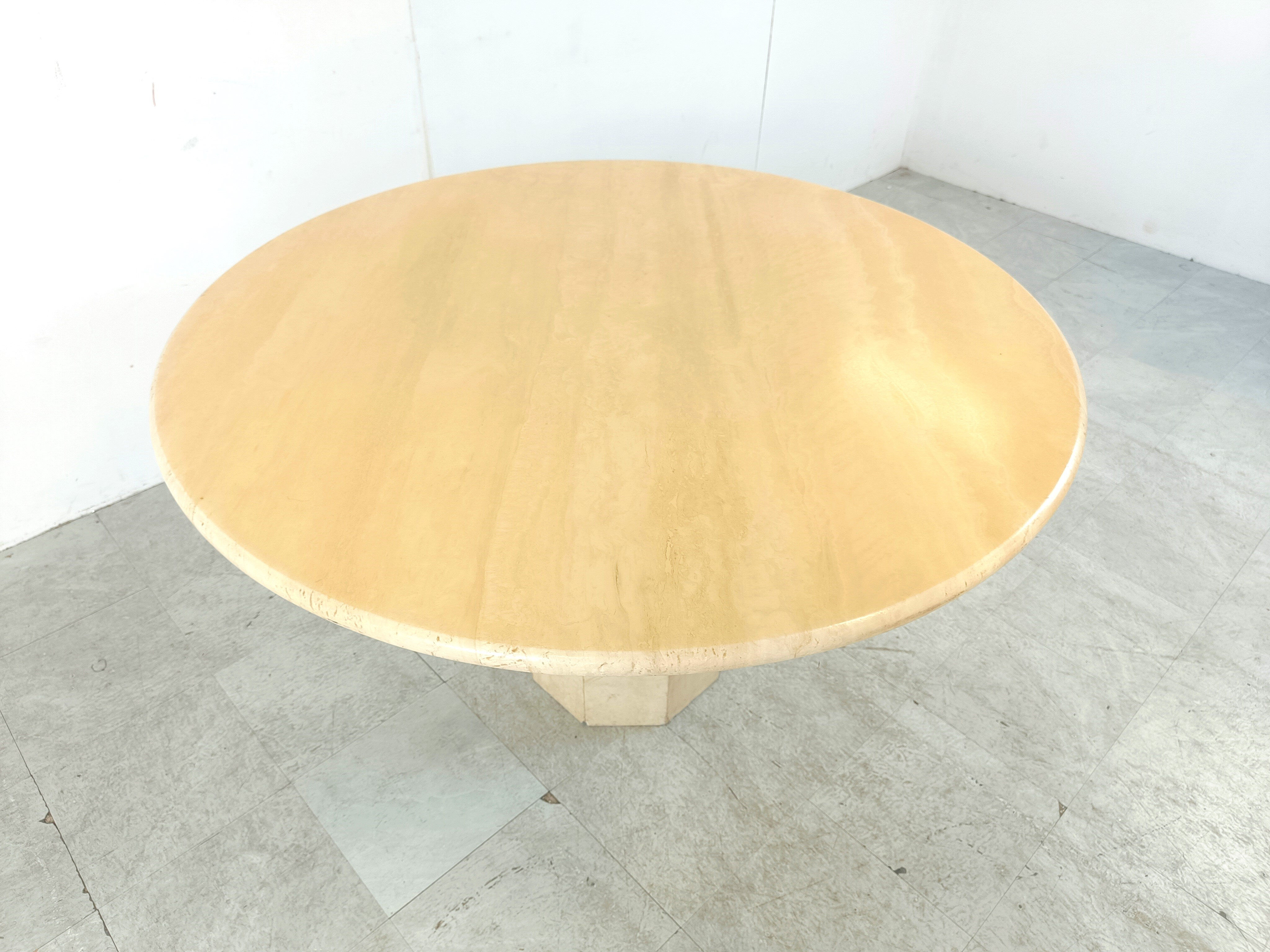 Round Italian travertine dining table 1970s