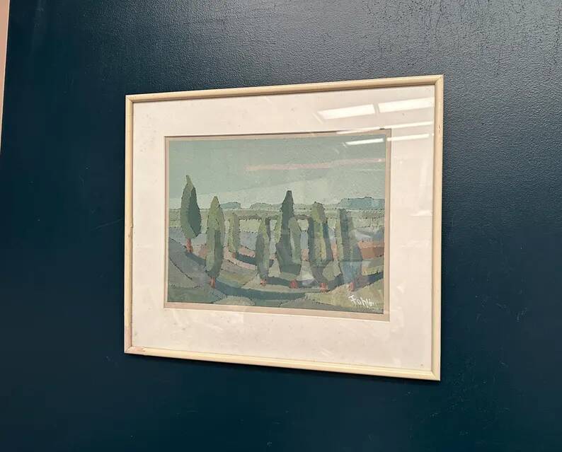 Original Swedish Oil on Paper – “Trees” by Gunnar Fohlin – Signed –