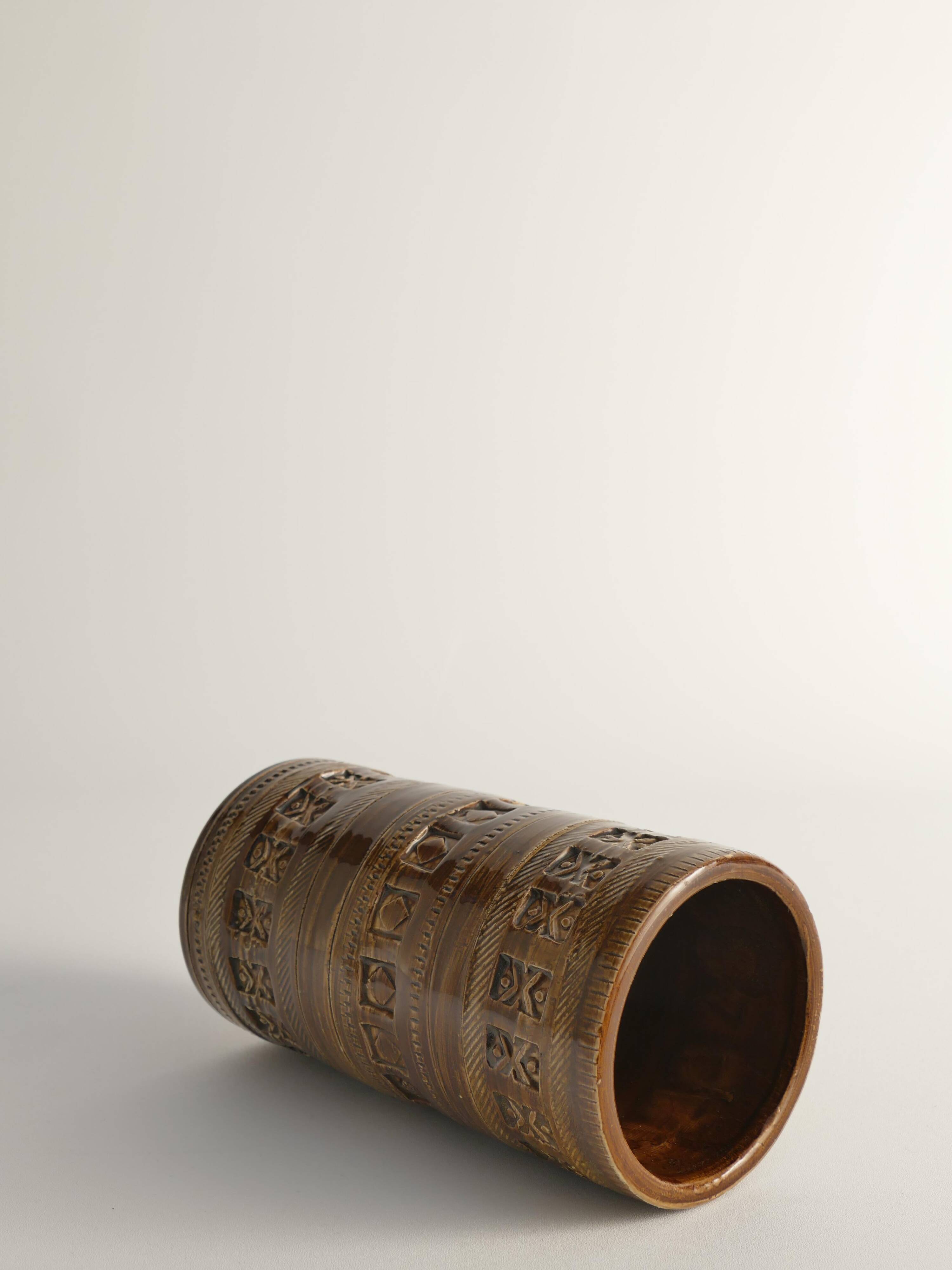 Mid-century Modern Brown Stoneware Vase by Aldo Londi for Bitossi, Italy, 1960s