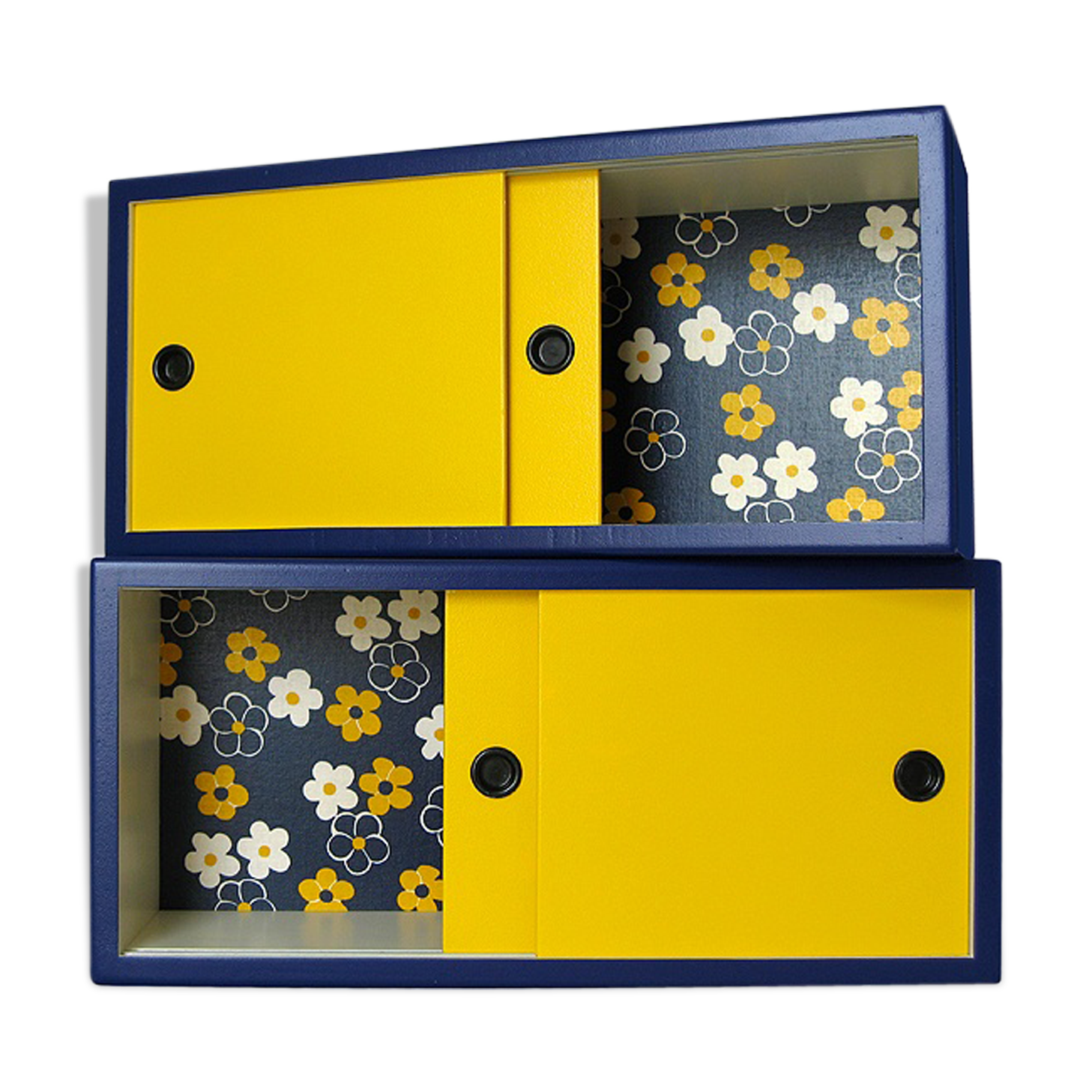 Wall shelves with sliding doors