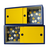 Wall shelves with sliding doors