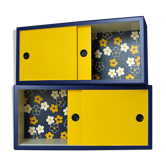 Wall shelves with sliding doors