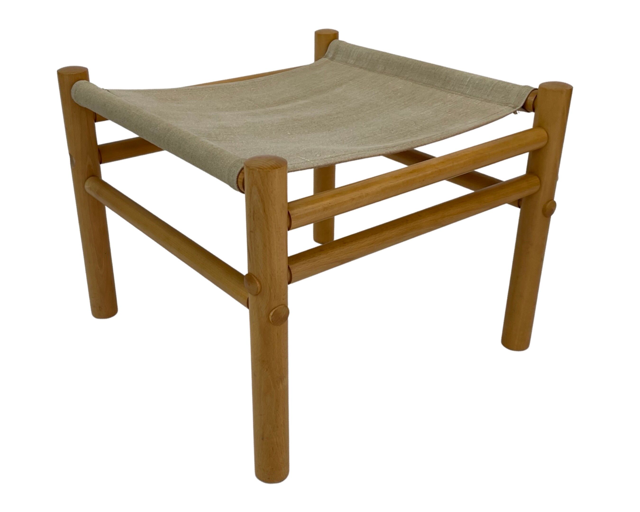 Vintage Safari Ottoman Footstool 70s design