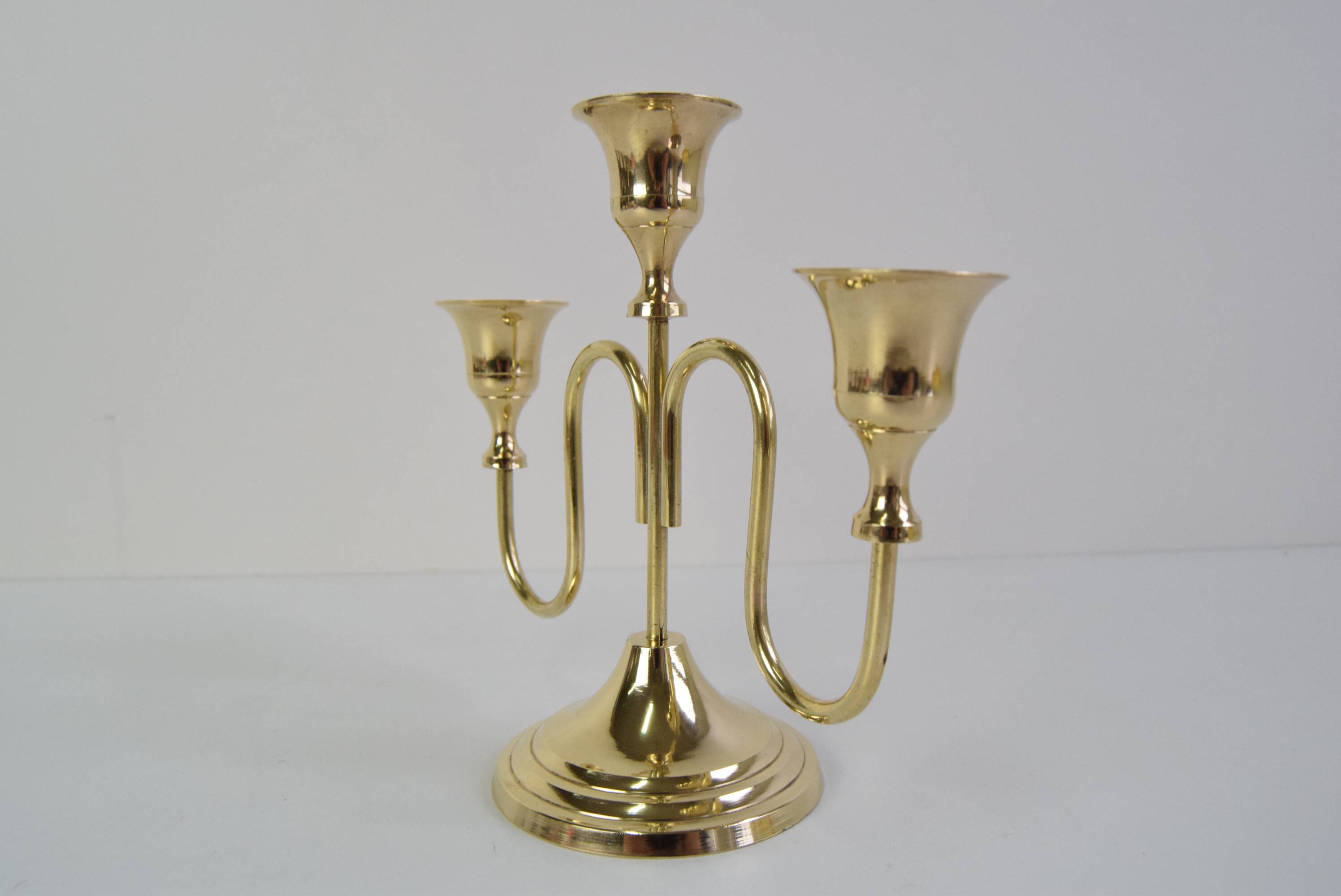 Vintage Brass Candlestick, Czechoslovakia, 1960's.