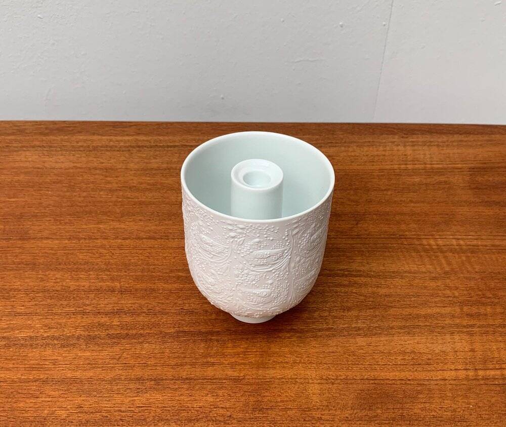 White porcelain candlestick from mid-century by Bjørn Wiinblad for Rosenthal.