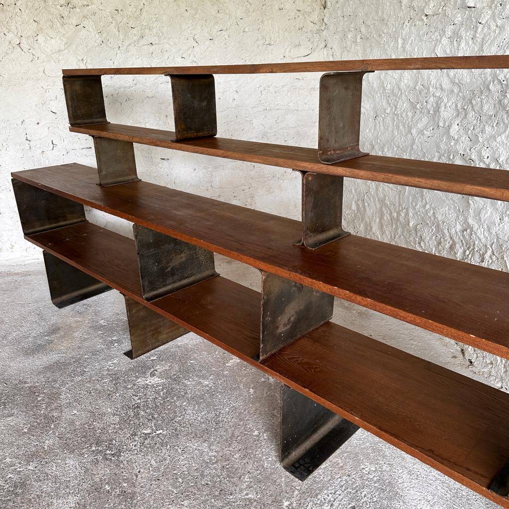 étagère/ bibliothèque métal et bois, XXe