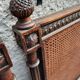 Hand-carved Louis XVI style headboards with chic vintage caning (1800s)