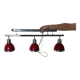 Designer pendant light with 3 red and chrome spots