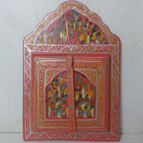 Old Moroccan mirror in pink wood Folk Art