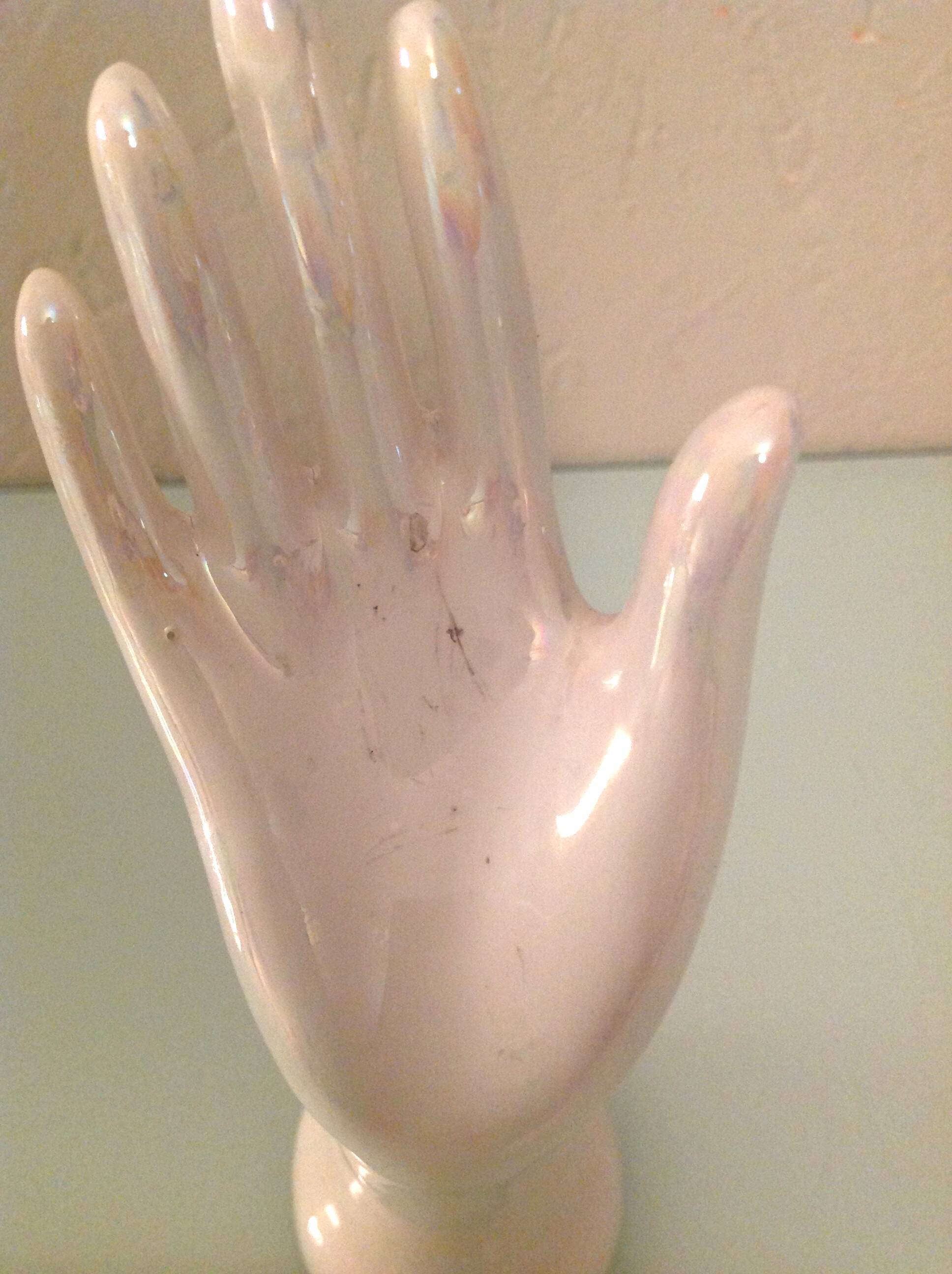 Handmade white ceramic ring holder / vintage 60s-70s