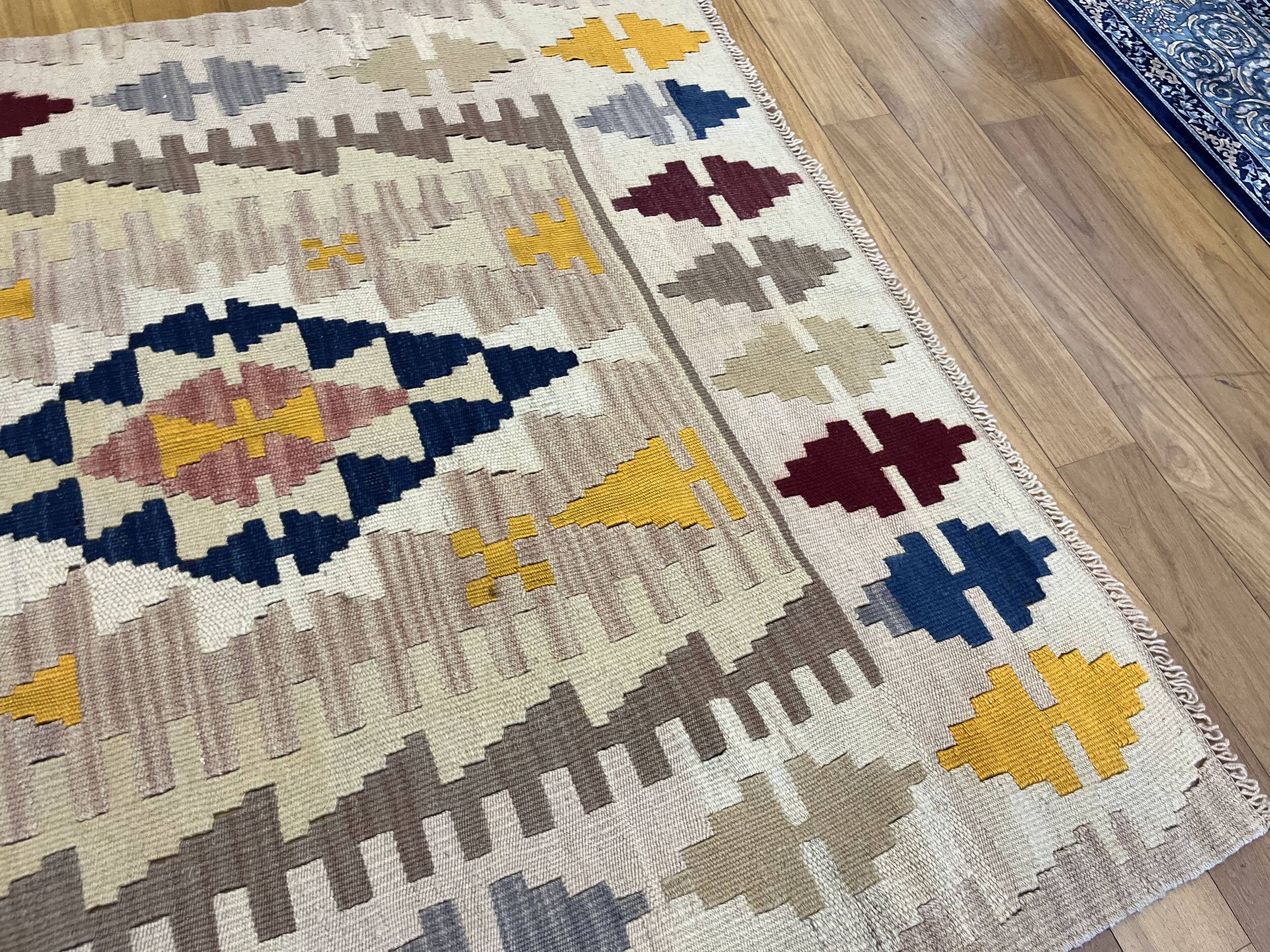 Tapis Kilim Vintage Pastel Fait Main