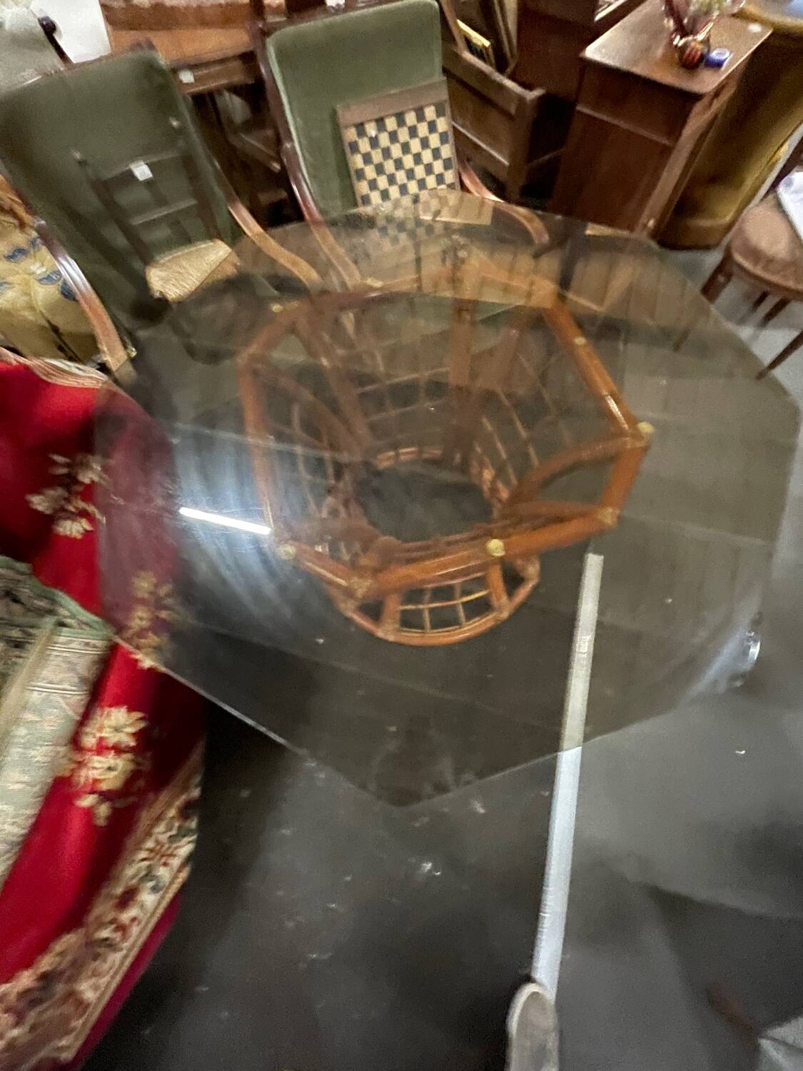 Bamboo leg & smoked glass table