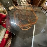 Table pied bambou & verre fumé