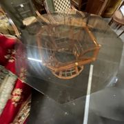 Bamboo leg & smoked glass table