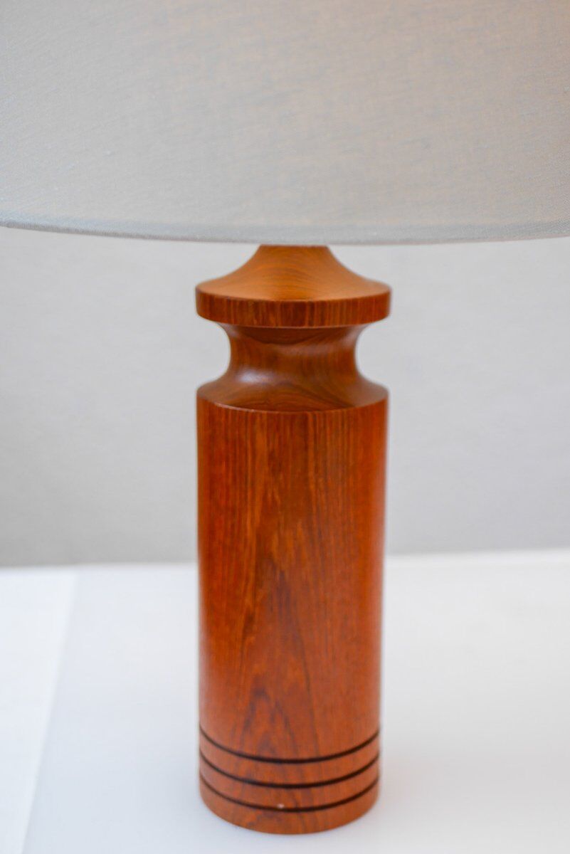 Large mid-century modern Danish teak table lamp