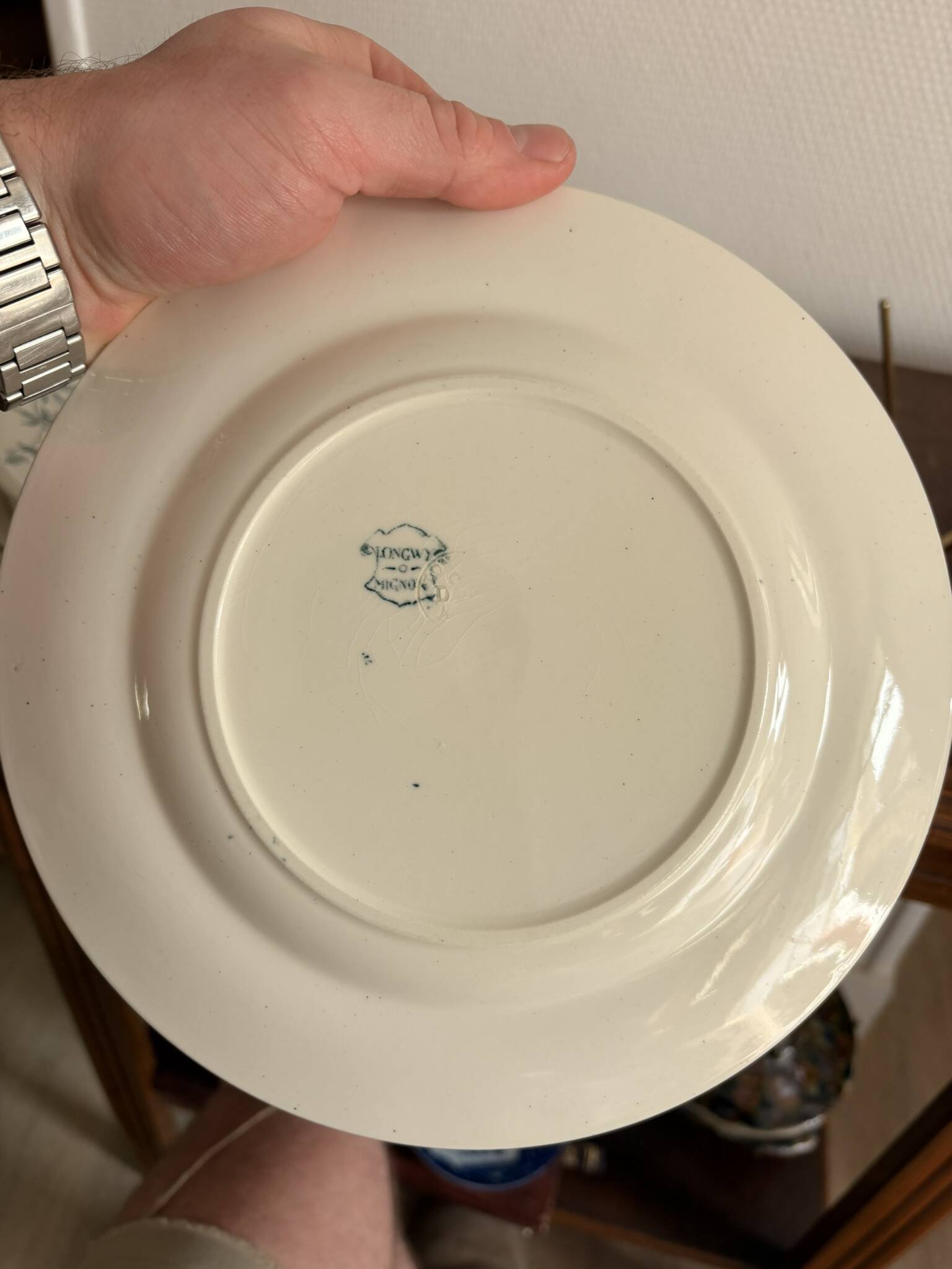 Lot 6 Plate Plates Faience Longwy Model Mignon