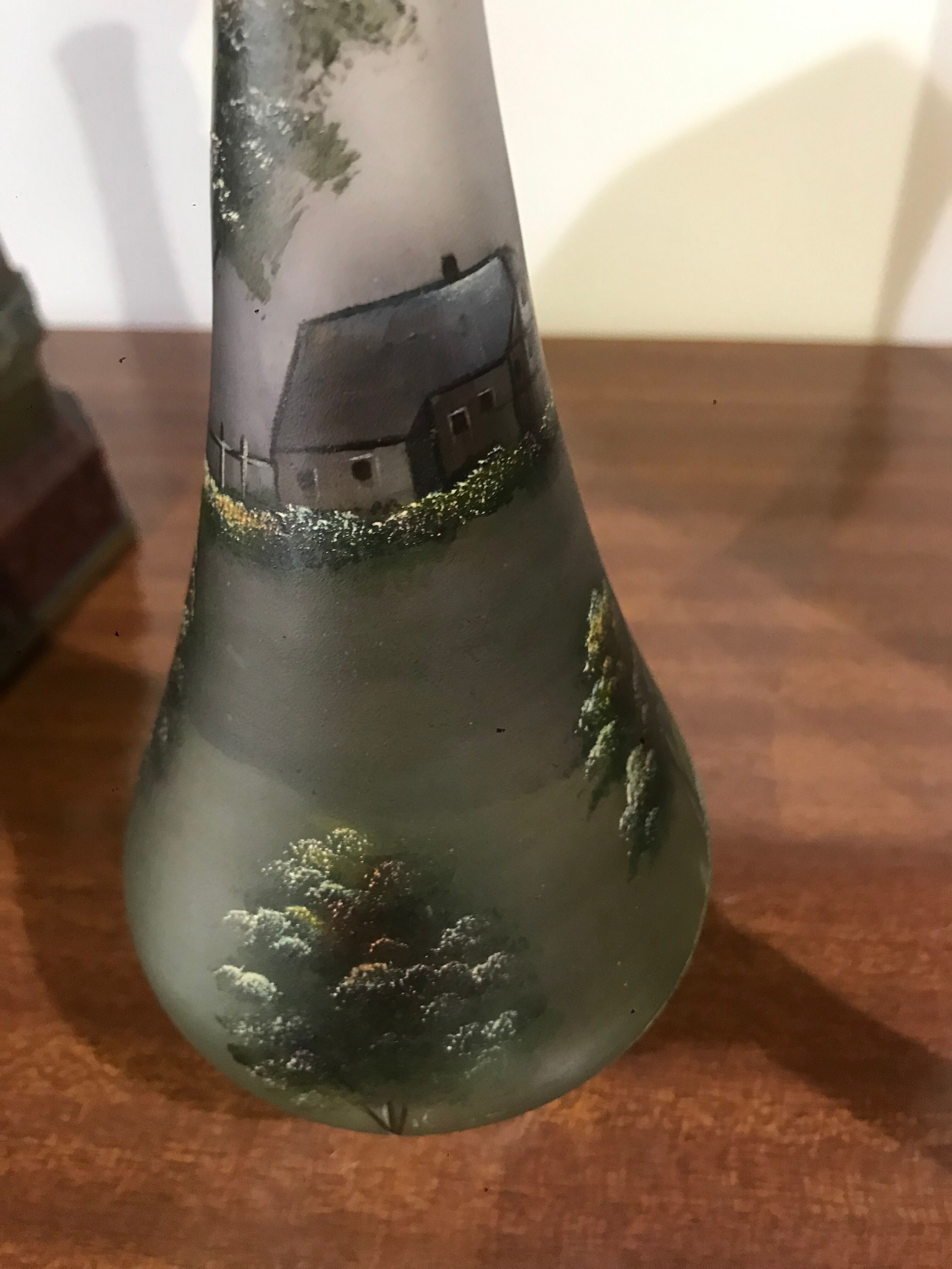 Signed glass paste vase